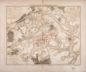 Battle of Waterloo, Map of the Battlefield, Engraved by Jacowick, 1816